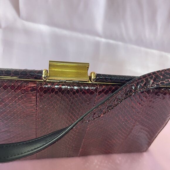 Vintage frame handbag purse clutch snakeskin Red - Picture 6 of 16